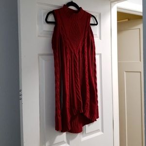 Jessica Simpson shoulder out red sweater